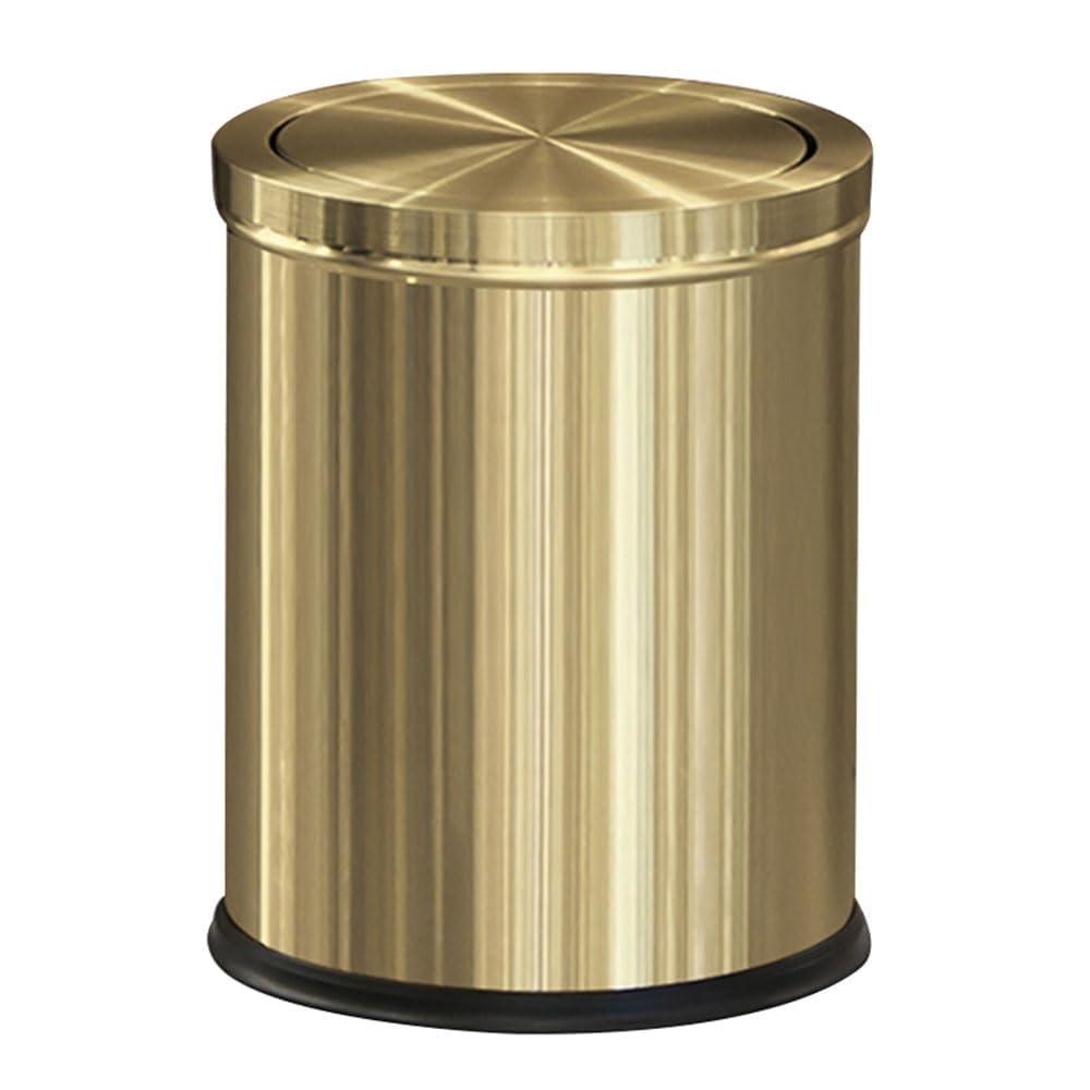 Brushed Gold BathroomTrashCan,Bathroom Garbage can with lid,Small Trash Can with Flipping Lid, 4gallon,Garbage cans for Kitchen，Living Room. Metallic Gold (Singer) (Gold)