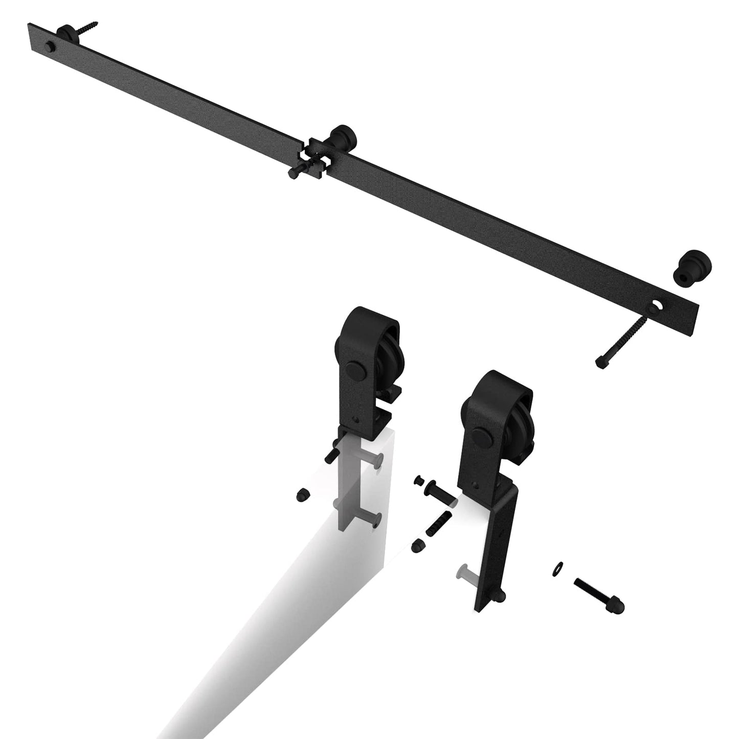 BONIKLUBA 40" Bi-Folding Sliding Barn Door Hardware Track Kit,Smoothly&Quietly,Side Mounted Black Roller,Easy Install,Door Not Included [Fit Double 18" Bifold Doors]