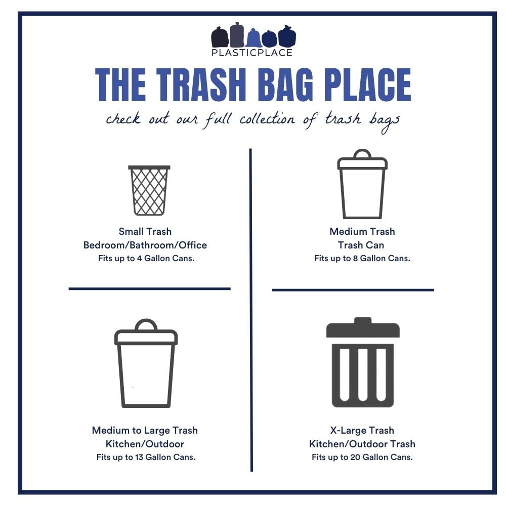 Plasticplace 12-16 Gallon Trash Bags │ 1.0 Mil │ Clear Tall Garbage Can Liners │ 24" x 31" (250 Case)
