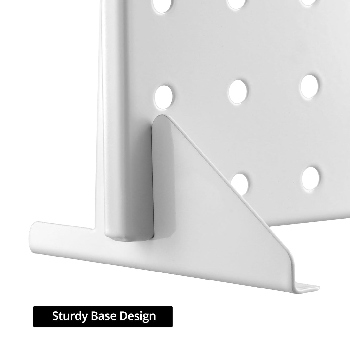 QWORK White Steel Peg Board Display Stand with 12 Hooks Included for Jewelry, Ornaments & Keychains