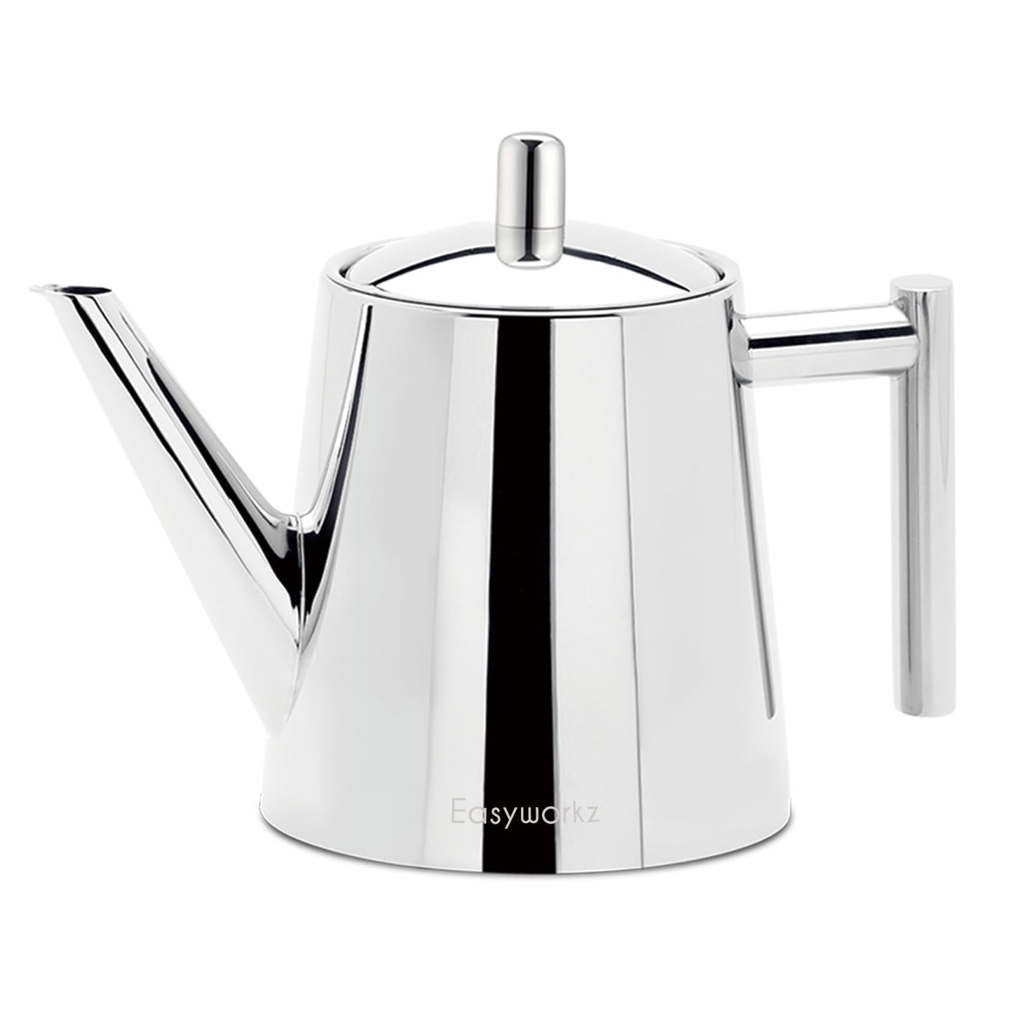 Easyworkz Stainless Steel Double Wall 34 oz (1000ml) Tea Pot with Removable Tea Infuser, Perfect for Brewing Your Favorite Tea, Chrome