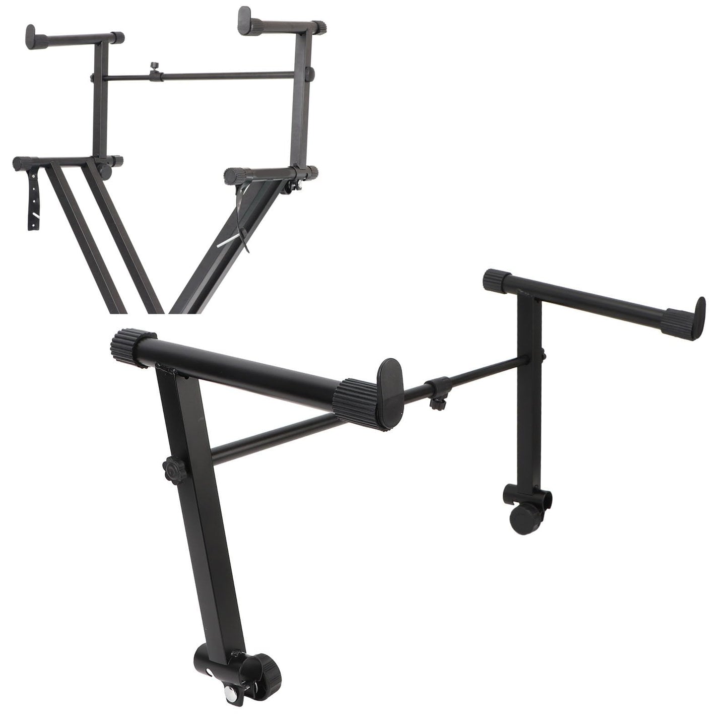 Dual Tier Keyboard Stand Riser, Adjustable Width Extension Adapter for Circular Tube Keyboard Stands