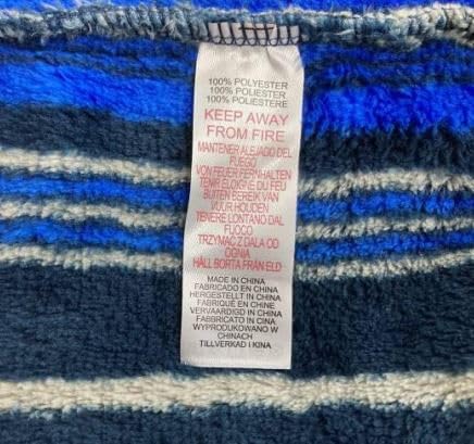 John Christian Men's Fleece Robe, Navy, Royal Blue and Light Gray Stripes, Navy, Blue and Gray, XX-Large