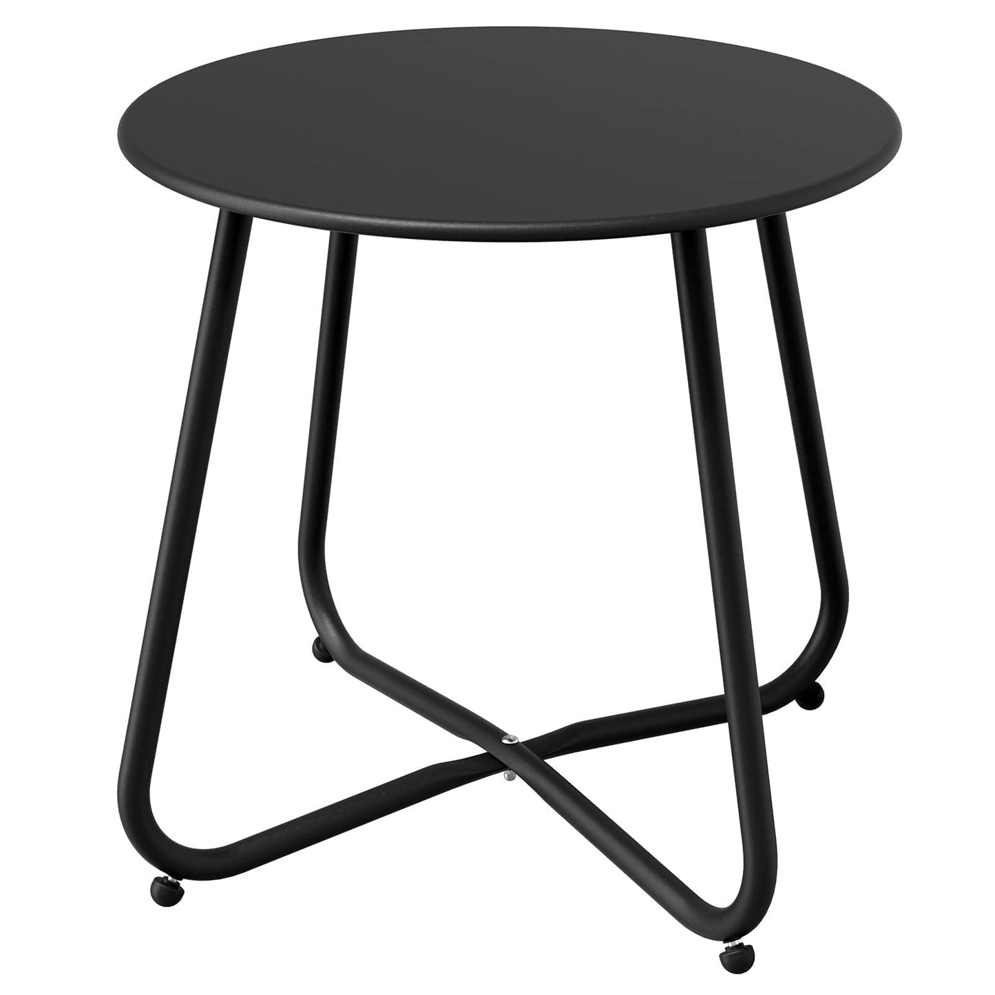 Grand patio Outdoor Side Table, 18-inch Small Round Side Table with Adjustable Feet, Elegant Patio Furniture for Balcony Porch Deck Poolside, Black