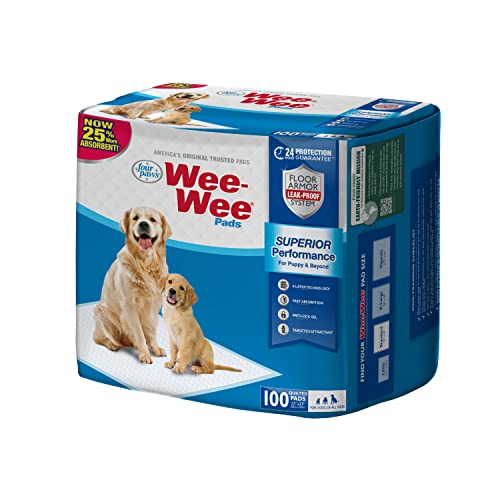 Four Paws 100202089 Wee-Wee Pads, 100-Count, Brick Pack Bag