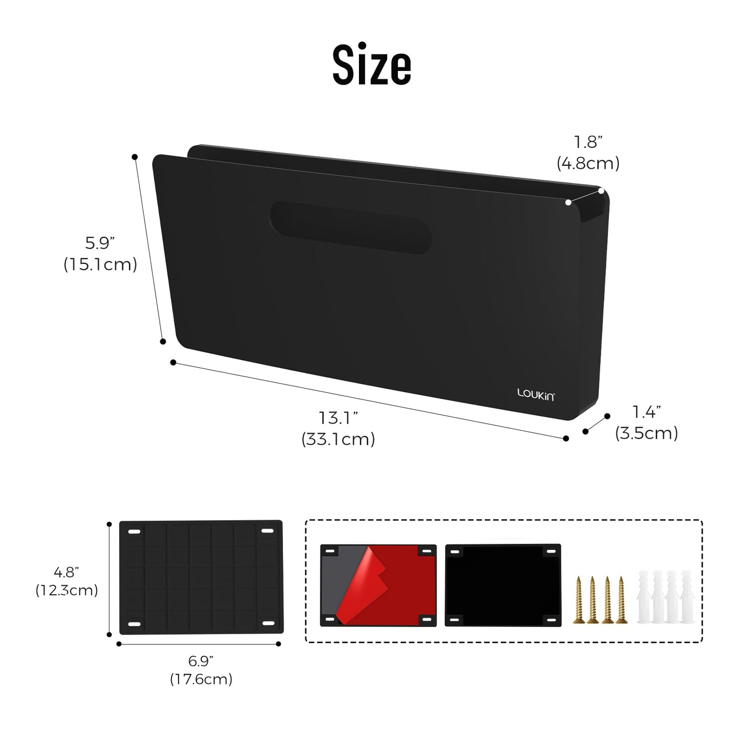 loukin Magnetic File Holder, Vertical File Folder Organizer, Wall Mount File Organizer for Whiteboard, Refrigerator, File Cabinets, Office Wall Organizer for Mail, Paper, Documents, Letters (Black)