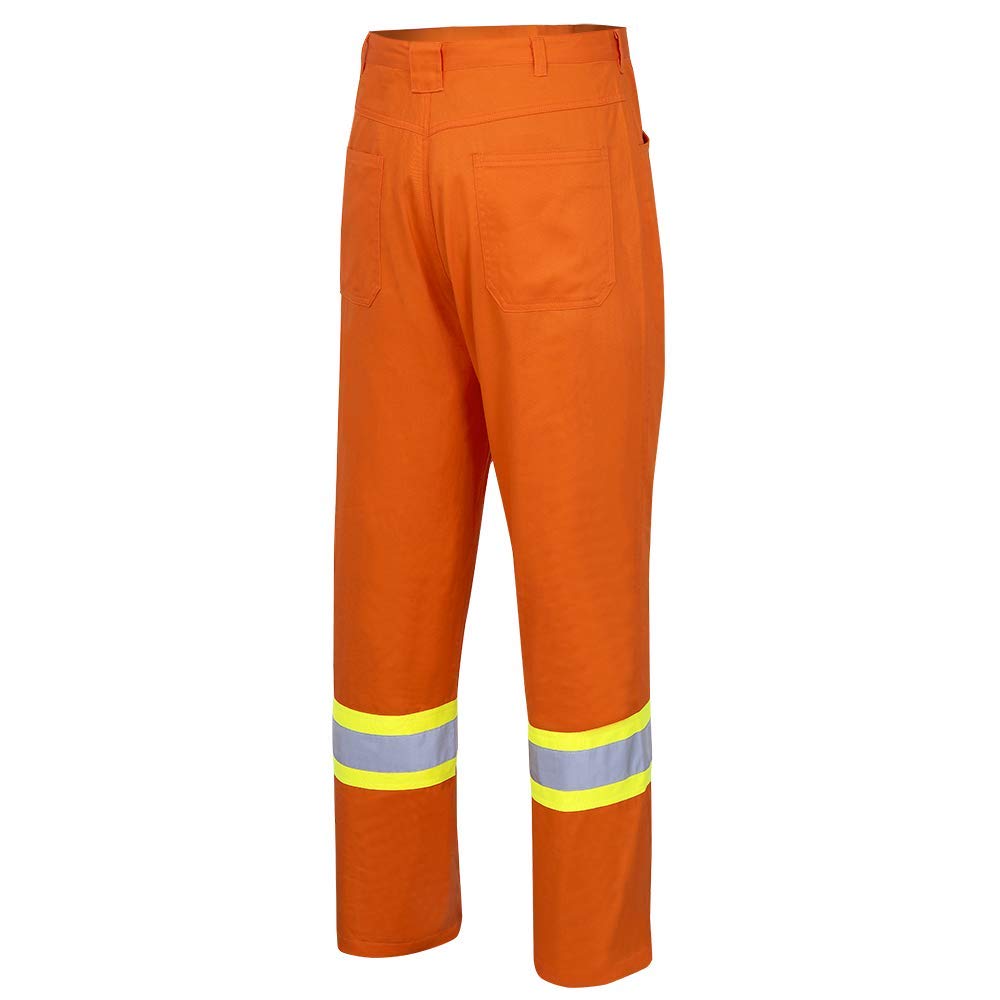 Pioneer 100% Cotton Lightweight High Visibility Work Safety Pants, Ultra-Cool, Orange, 36x32, V2120610-36x32