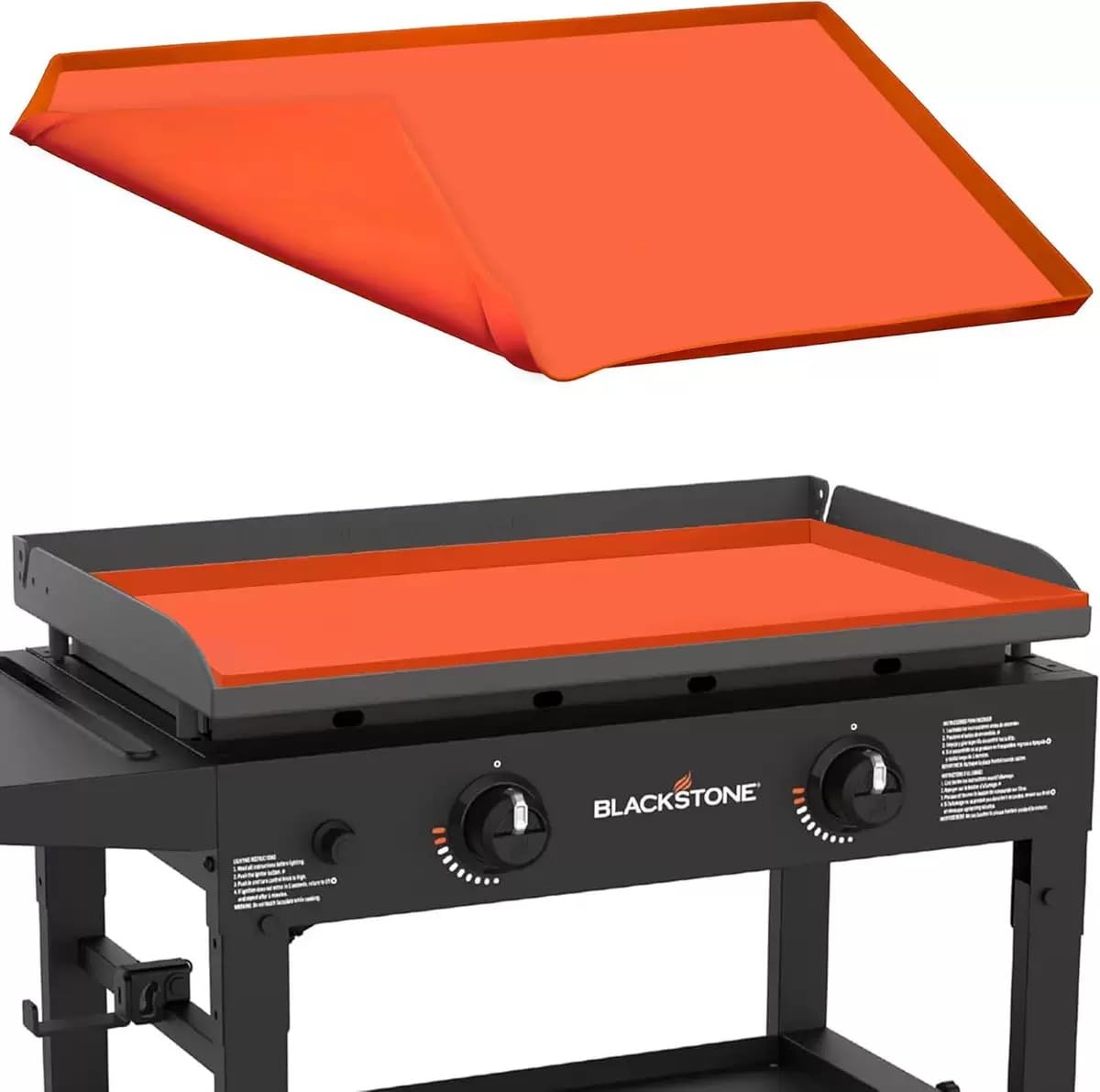 Griddle Cover,Silicone Griddle Mat,36 inch Heavy Duty Food Grade Grill for Blackstone,Keep Surface Clean,High-Wall Design (Orange)