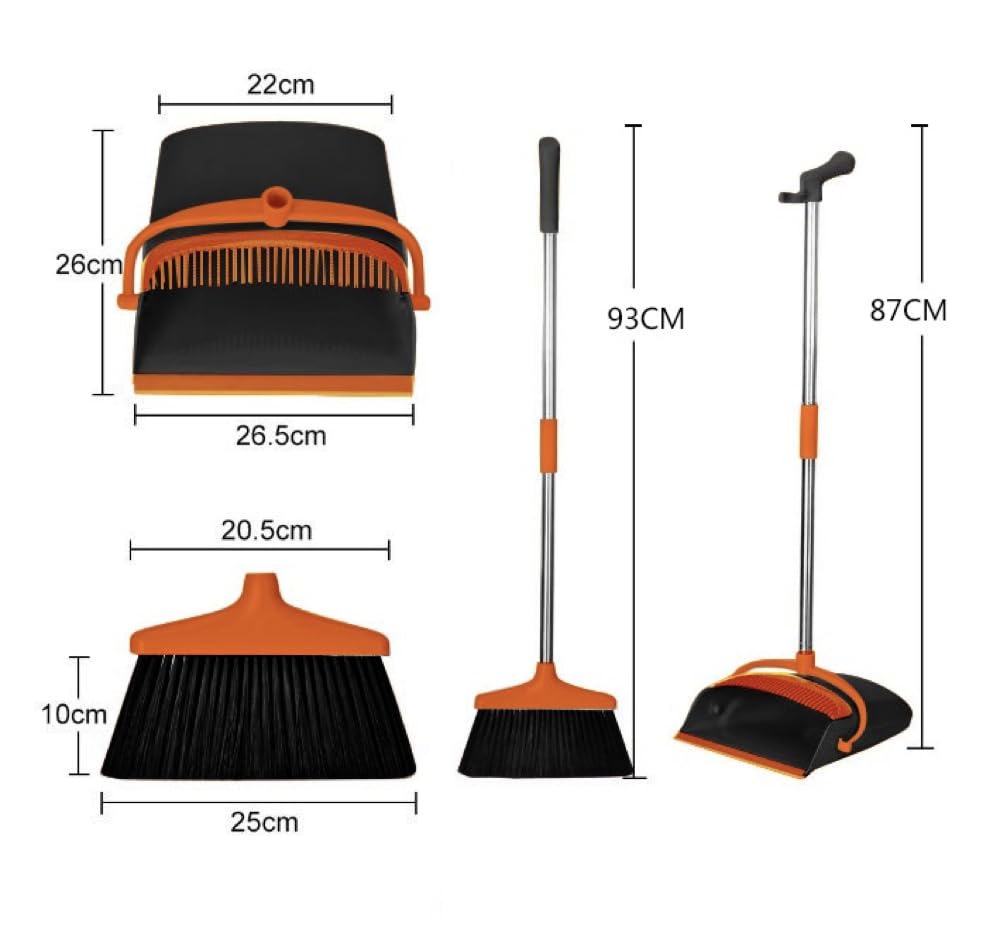 PrimeEdge - Ergonomic Broom Set with Dustpan – Lightweight and Durable – Ideal for Indoor and Outdoor Use - Adjustable Handle Broom,