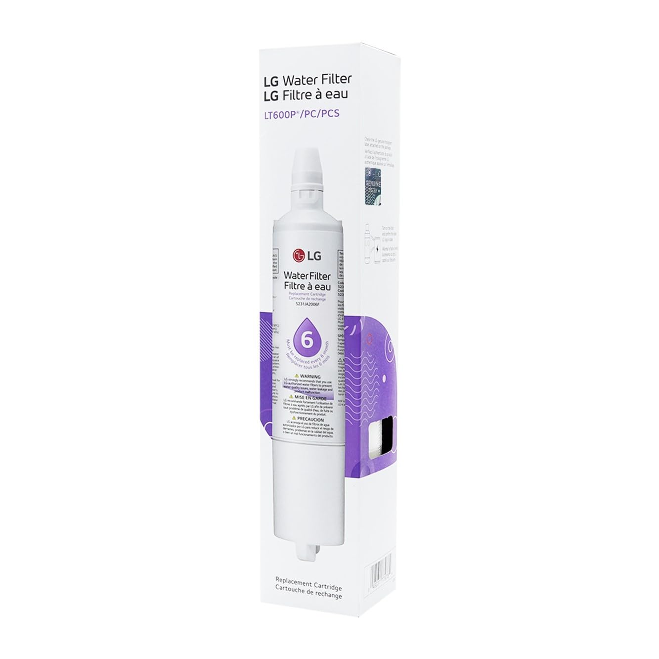 LG LT600P Genuine Replacement Refrigerator Water Filter, 1-Pack