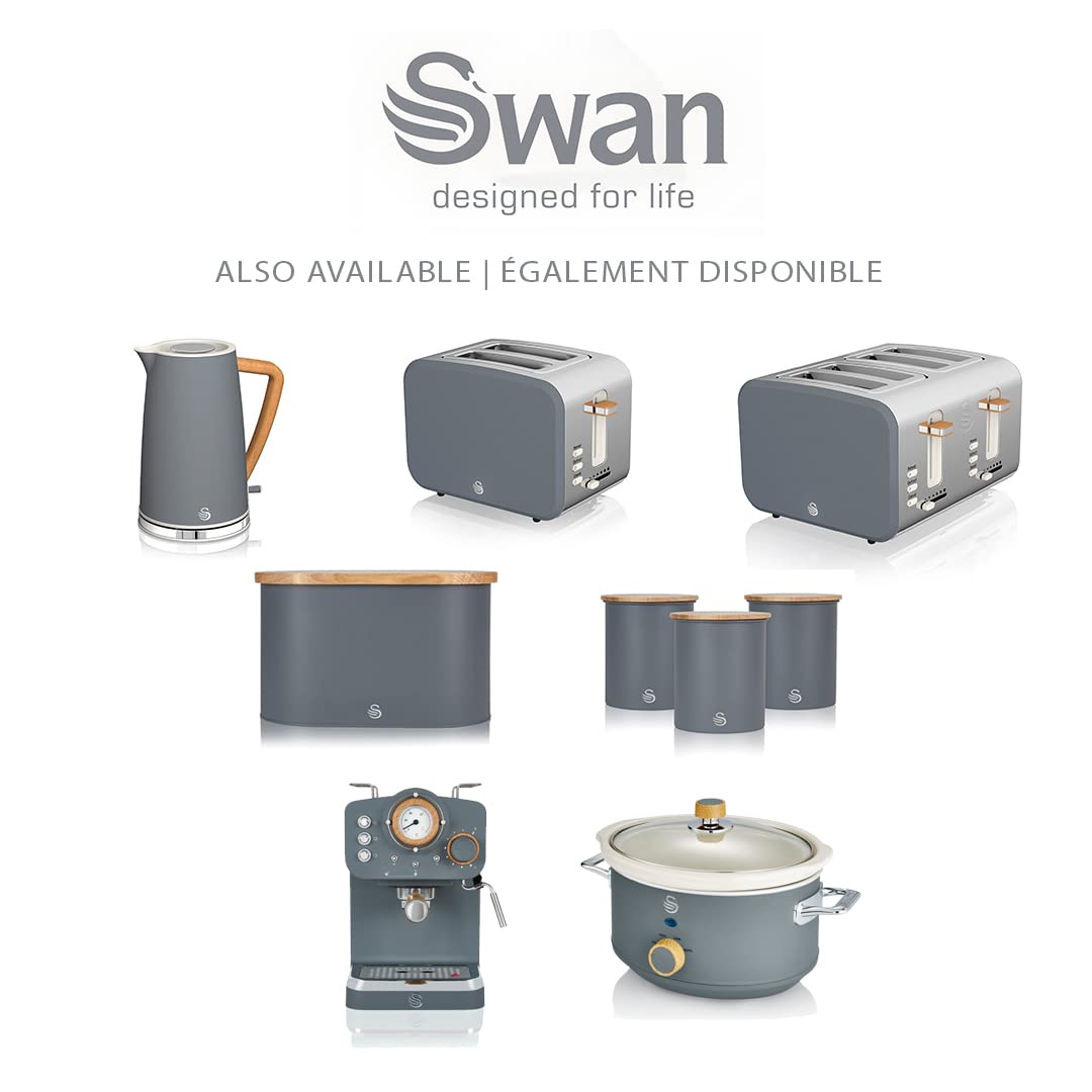 Salton Swan Nordic-Style Slow Cooker with Removable Ceramic Pot, 3.5 Litre, Slate Grey