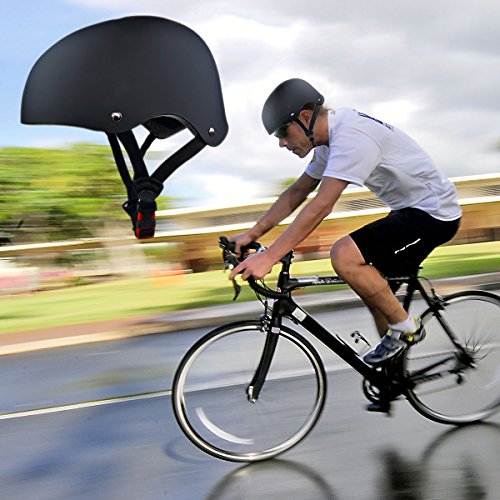 Besmall Skateboard/Skate Helmet with Protective Gear Knee Pads Elbow Pads Wrist Guards for Age 18+ Youth Adults BMX/Skateboard/Bike, for Head Size L (57-62cm) Black