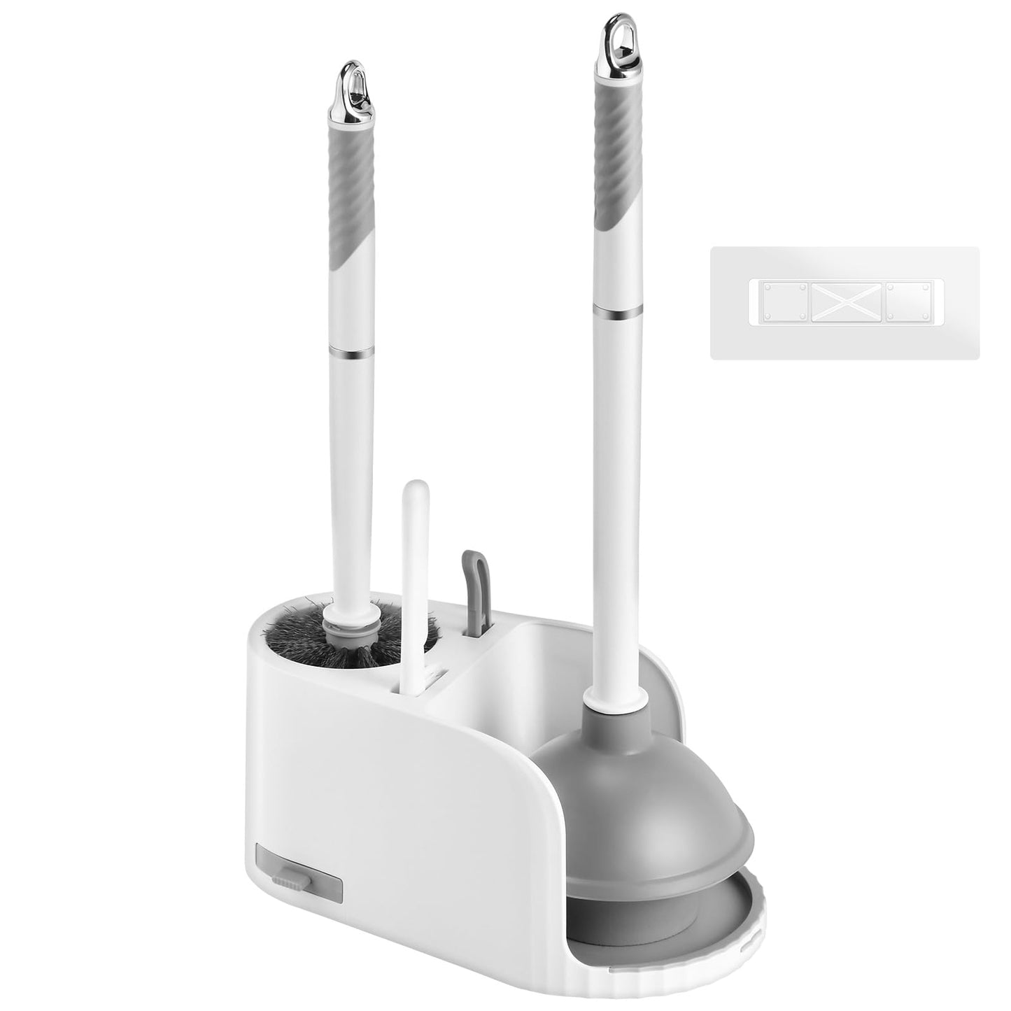 Toilet Brush and Plunger Set 4 in 1 Toilet Brush and Holder with Crevice Cleaning Brush and Clip Deep Cleaning, Wall Mounted Home Bathroom Cleaning Tool Combo （Gray 1）