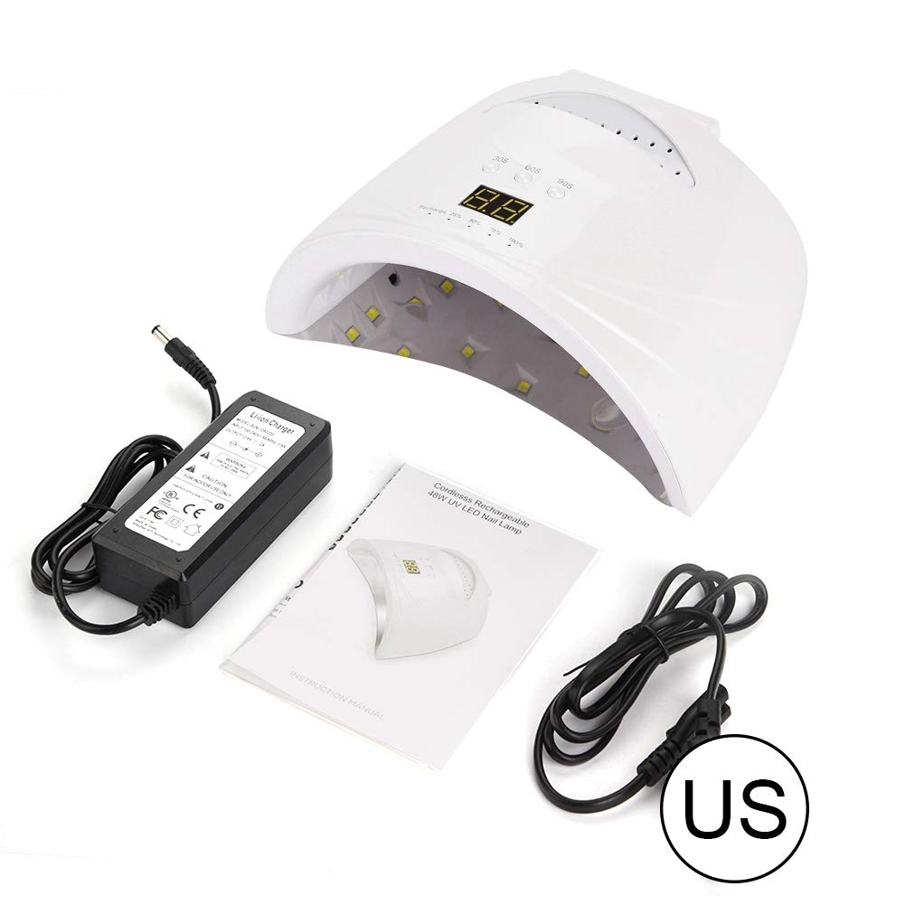 48W Cordless Rechargeable Nail Lamp, Nail Led Nail Polish Dryer Nail Art Tool for Gel Nail (01)