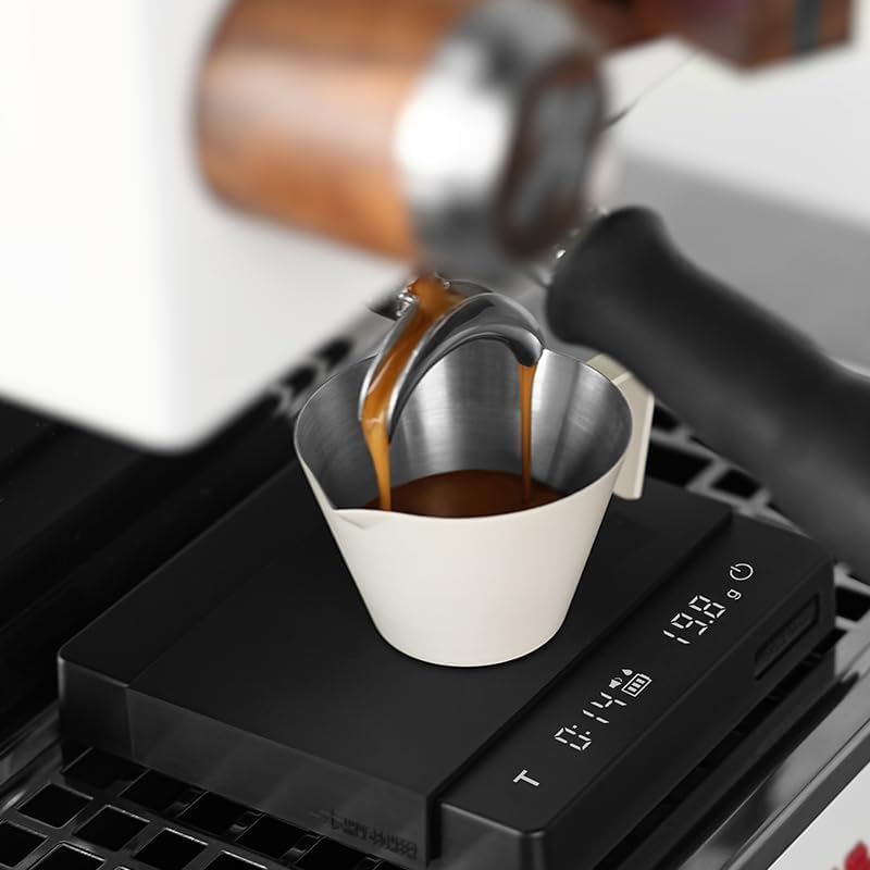 MHW-3BOMBER Mini Coffee Scale with Timer,Rechargeable Espresso Scale with Gravity Sensing,2kg/0.1g Precision Scale for Espresso&Pour-Over Coffee,Portable Digital Kitchen Scale,Black ES6029B-OS