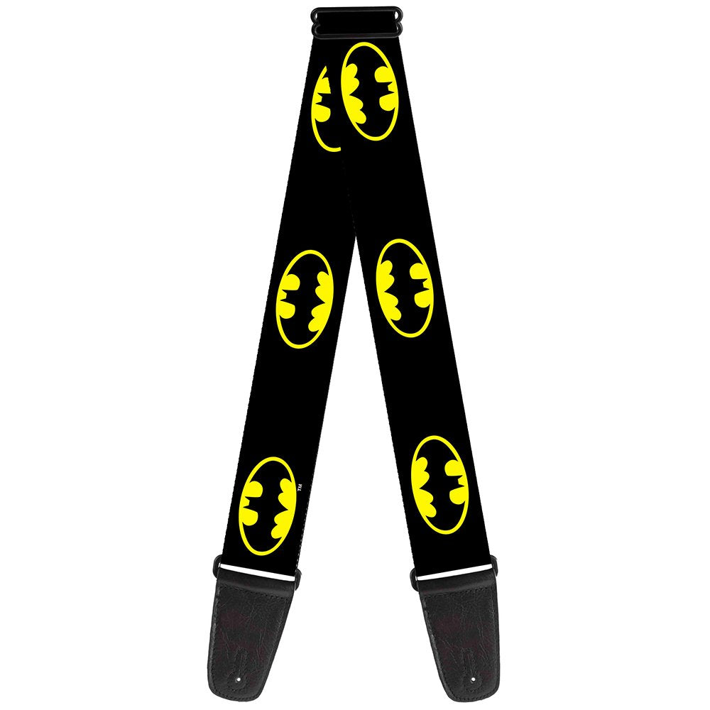 Buckle-Down GS-WBM001 Guitar Strap - Batman Shield Black/Yellow - 2" Wide - 29-54" Length