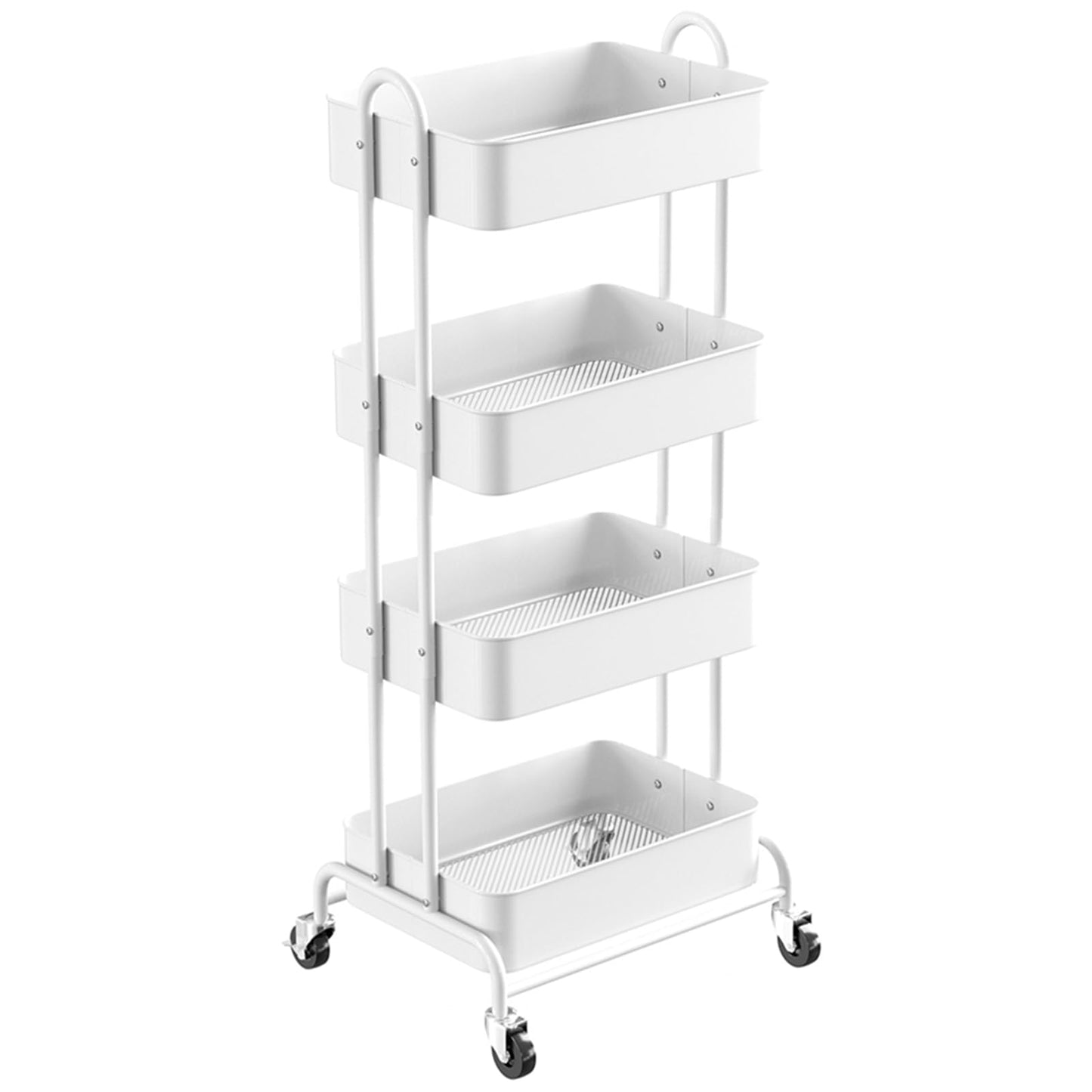 Ceayell 4-Tier Full Metal Utility Rolling Cart for Storage Organizer Cart for Office, Bathroom, Kitchen (WHT-4Tier)