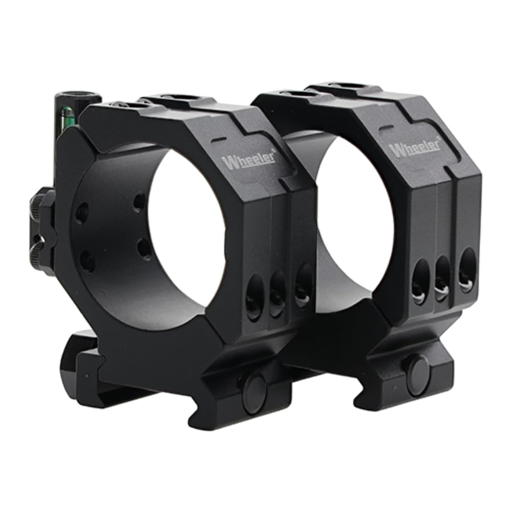 Wheeler 2 Piece Picatinny Rail Scope Rings with Flat Top, 6-Hole Design and Integrated Anti-Cant Indicator for Leveling, Shooting and Gunsmithing