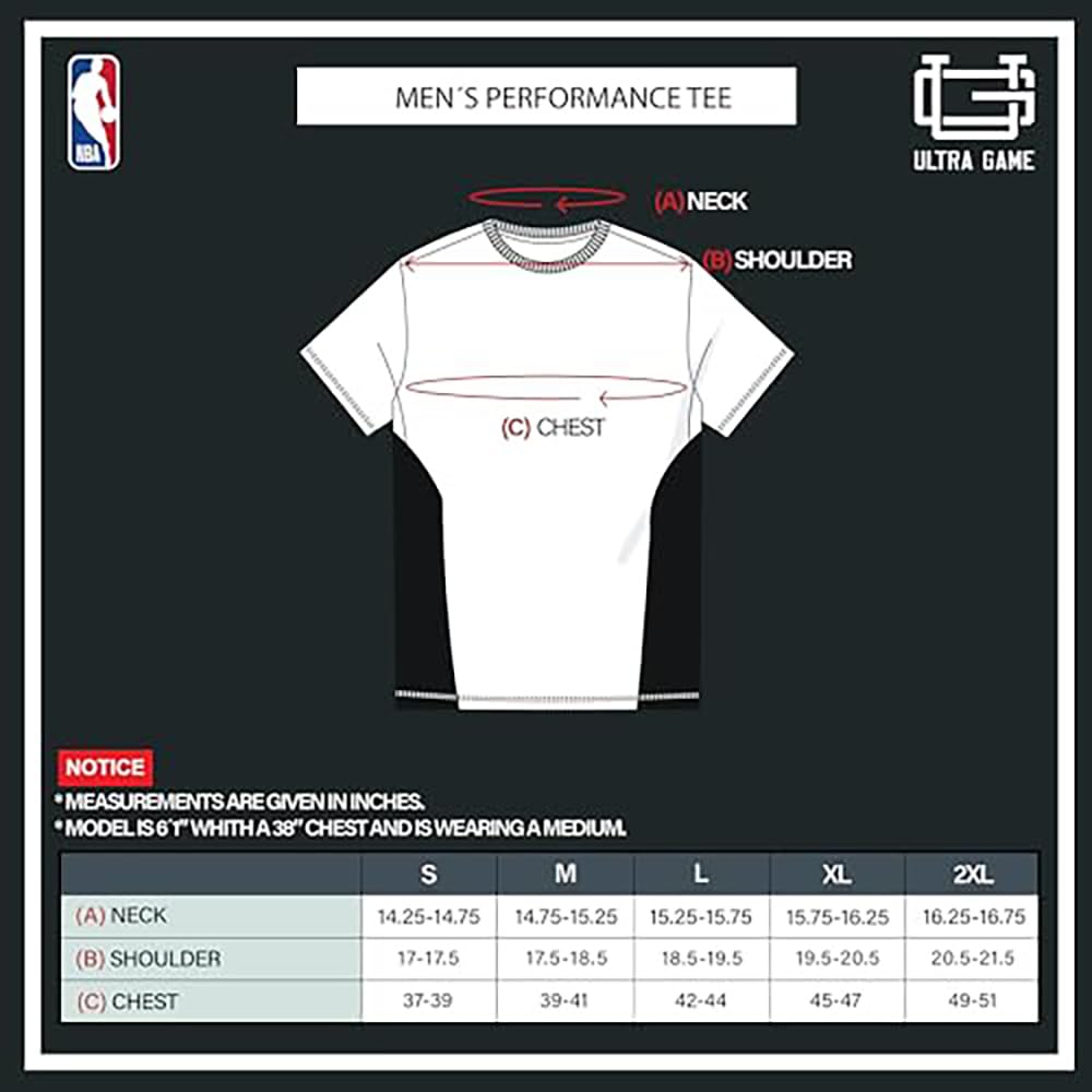 Ultra Game NBA Men’s Super Soft Supreme T-Shirt Charcoal Heather