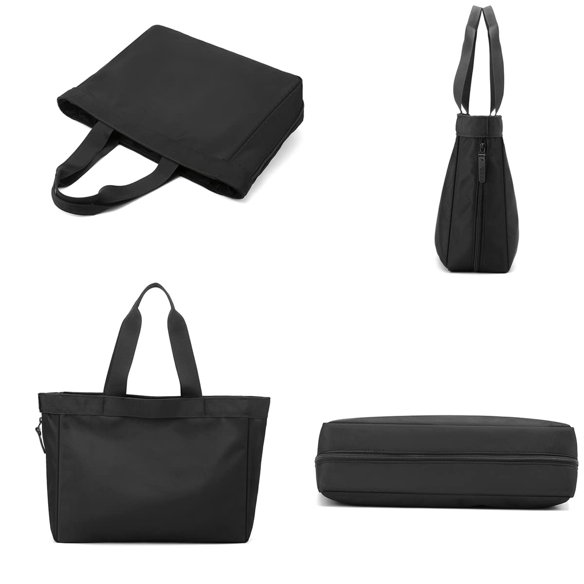Men's Tote Bag 14-inch Laptop Nylon Waterproof Lightweight Business Casual Black Handbag for Work School Travel