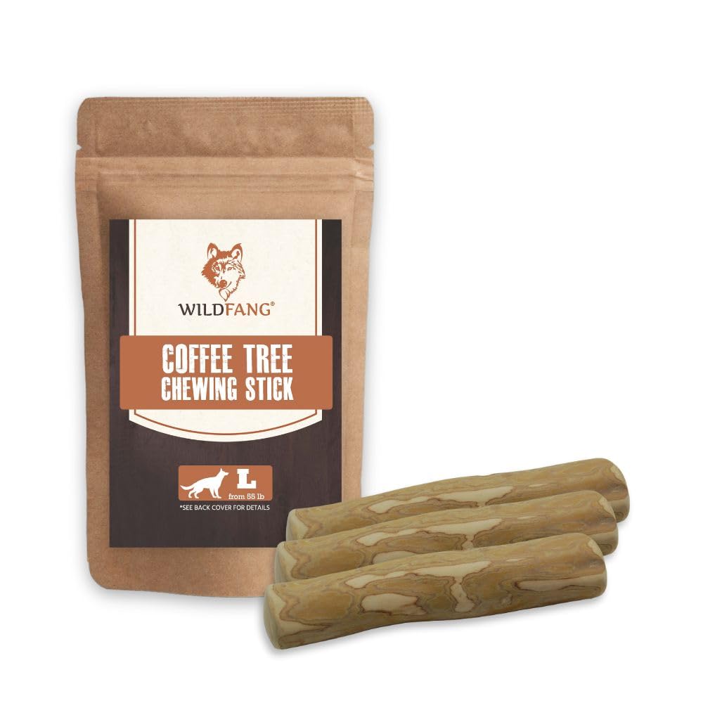 Wildfang® Coffee Wood Dog Chew, L – Durable Chew Toy for Aggressive Chewers, Puppy Teething Toy, Helps Strengthen Chewing Muscles, Coffee Tree Stick for Large Dogs 25–45 kg (Pack of 3)