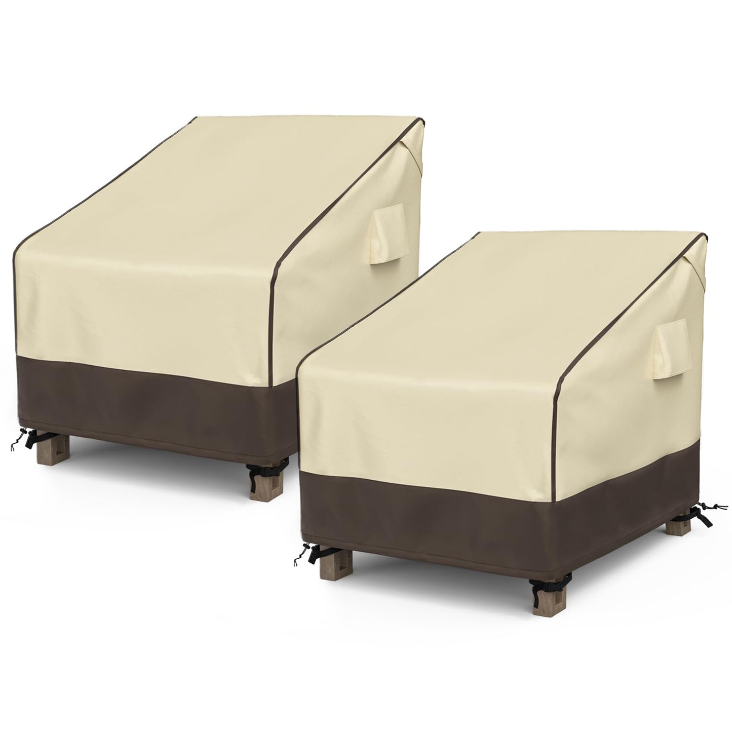 MR. COVER Patio Chair Covers Waterproof, Outdoor Furniture Covers for Rocking & Adirondack Chairs, Fits up to 38" W x 40" D x 34" H, Moisture-Proof & Rip-Resistant, Brown & Khaki, 2 Pack