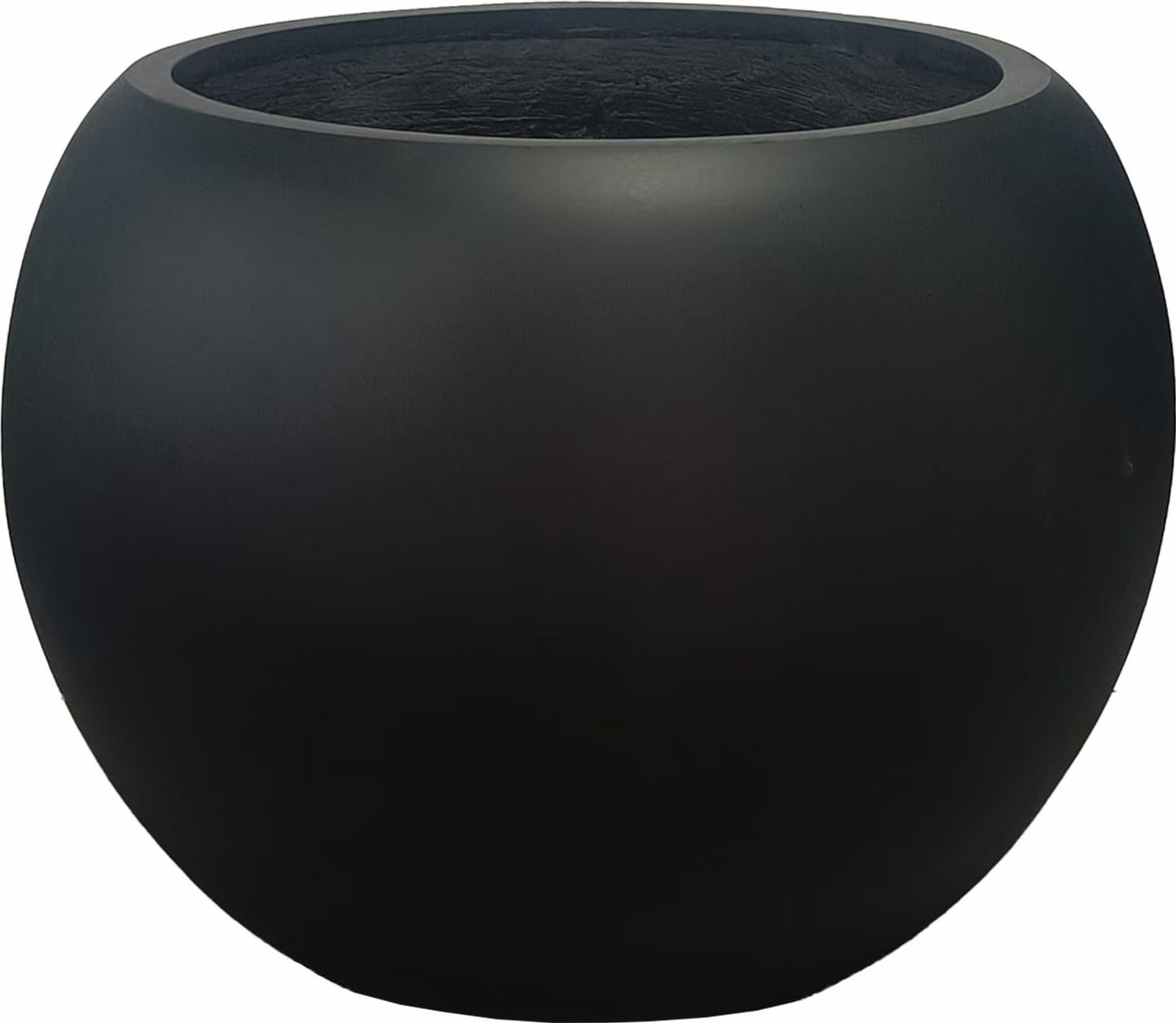 13.5 H x 17" Dia (12" Pot Opening) Round Fiberstone Planter with Drainage Hole, Black, Indoor/Outdoor Large Plant Pot for Home Patio Garden, Ideal for Large Plants
