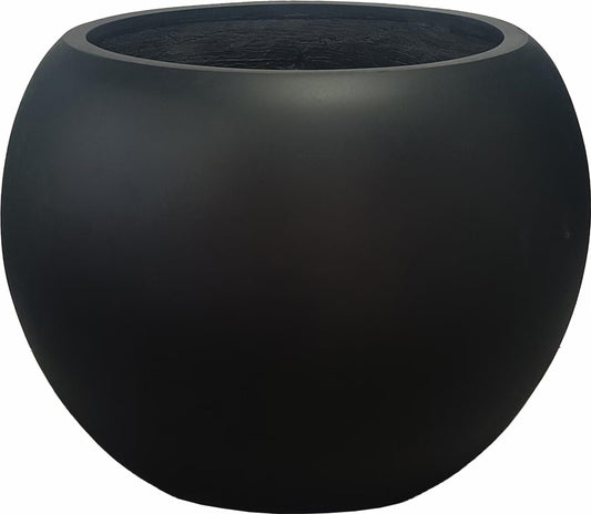 13.5 H x 17" Dia (12" Pot Opening) Round Fiberstone Planter with Drainage Hole, Black, Indoor/Outdoor Large Plant Pot for Home Patio Garden, Ideal for Large Plants