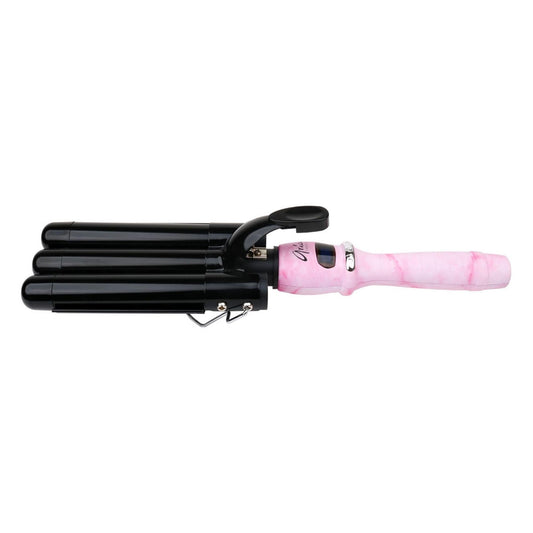 Aria Beauty Waver, 3 Barrel Curling Iron Hair Waver Adjustable to 430 degrees temperature, Auto Shut Off, 25mm Ceramic Crimper Iron LCD Display, Curling Wand, Triple Hair Curler, Hair Waver