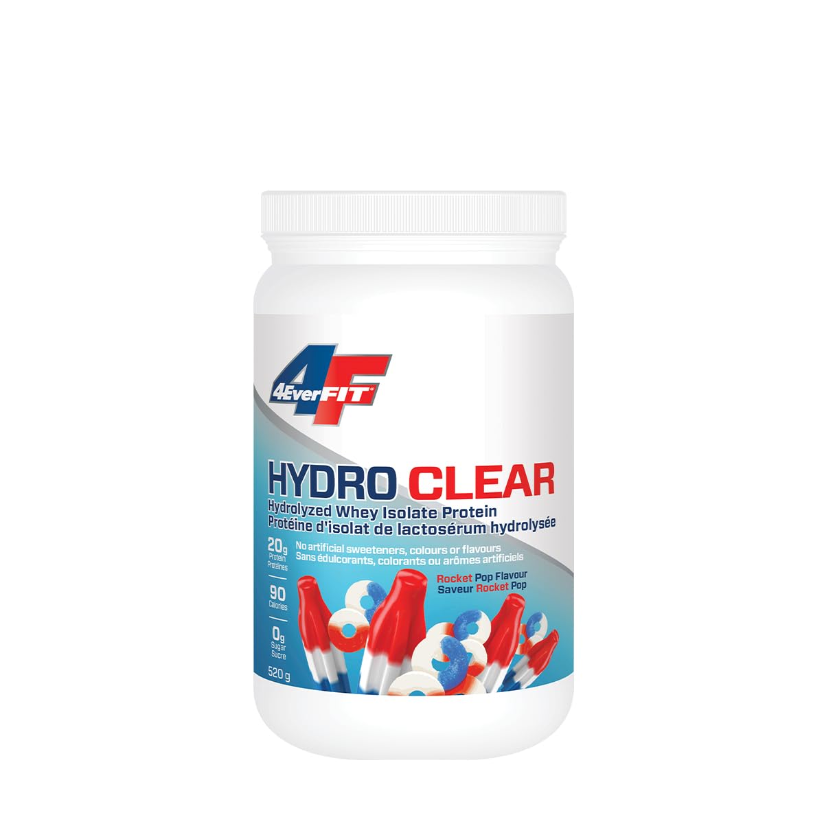 4EverFit Hydro Clear Juice Protein, 100% Whey Protein Hydrosylate, mixes clear and tastes like candy, no sugar, no fat, low calories, no artificial sweeteners, colours or flavours – Rocket Pop 520g
