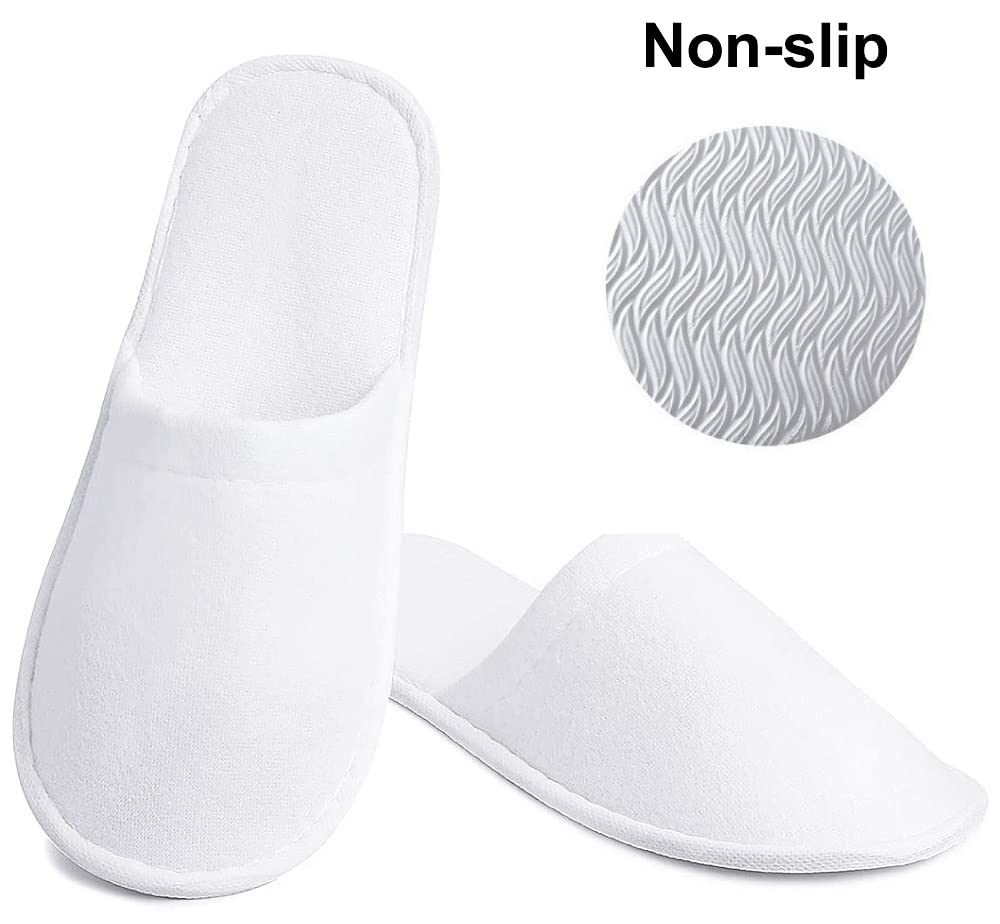 30 Pairs Disposable Spa Slippers Velvet Closed Toe Slippers for Hotel, Home, Guest Use, Fits up to US Men Size 10 and Women Size 11, White