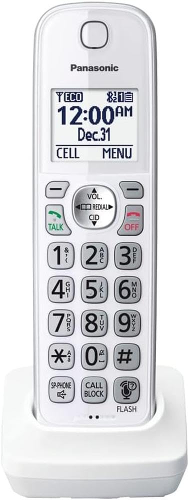 Panasonic DECT 6.0 Additional Handset for Cordless Phone System KX-TGD592, KX-TGD593 - KX-TGDA59CW, White