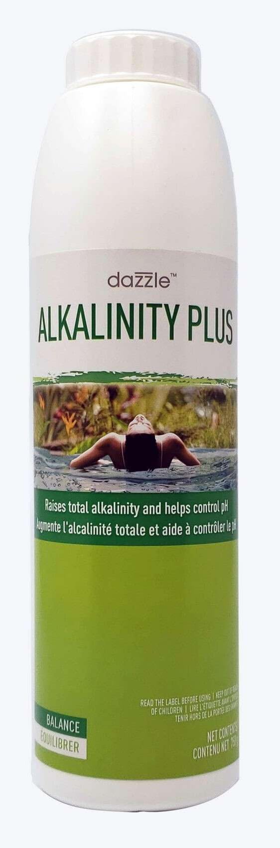 Combo | (2) Dazzle Alkalinity Plus 750g | Raises Alkalinity in Hot Tubs & Spas | Use with Other Hot Tub Chemicals Bromine Chlorine pH Down pH Up & Hot Tub Accessories Like Puck Foater & Dispenser