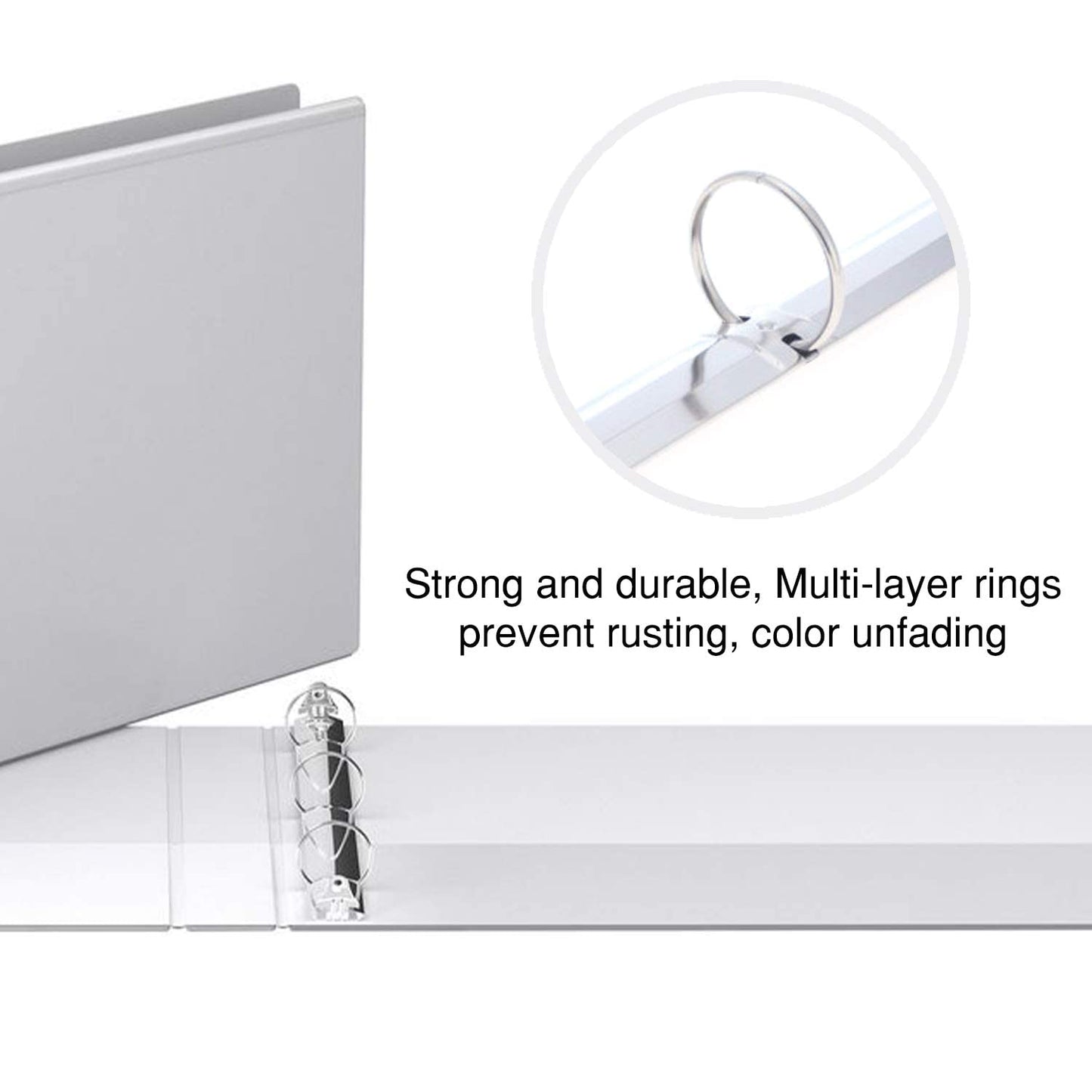 4 Pack of 8.5" X 11" Landscape View 3-Ring Binder 2 Inch Capacity Round Ring, White Horizontal Formatted with Clear Cover Pockets for Documents, Spreadsheets, Projects and More