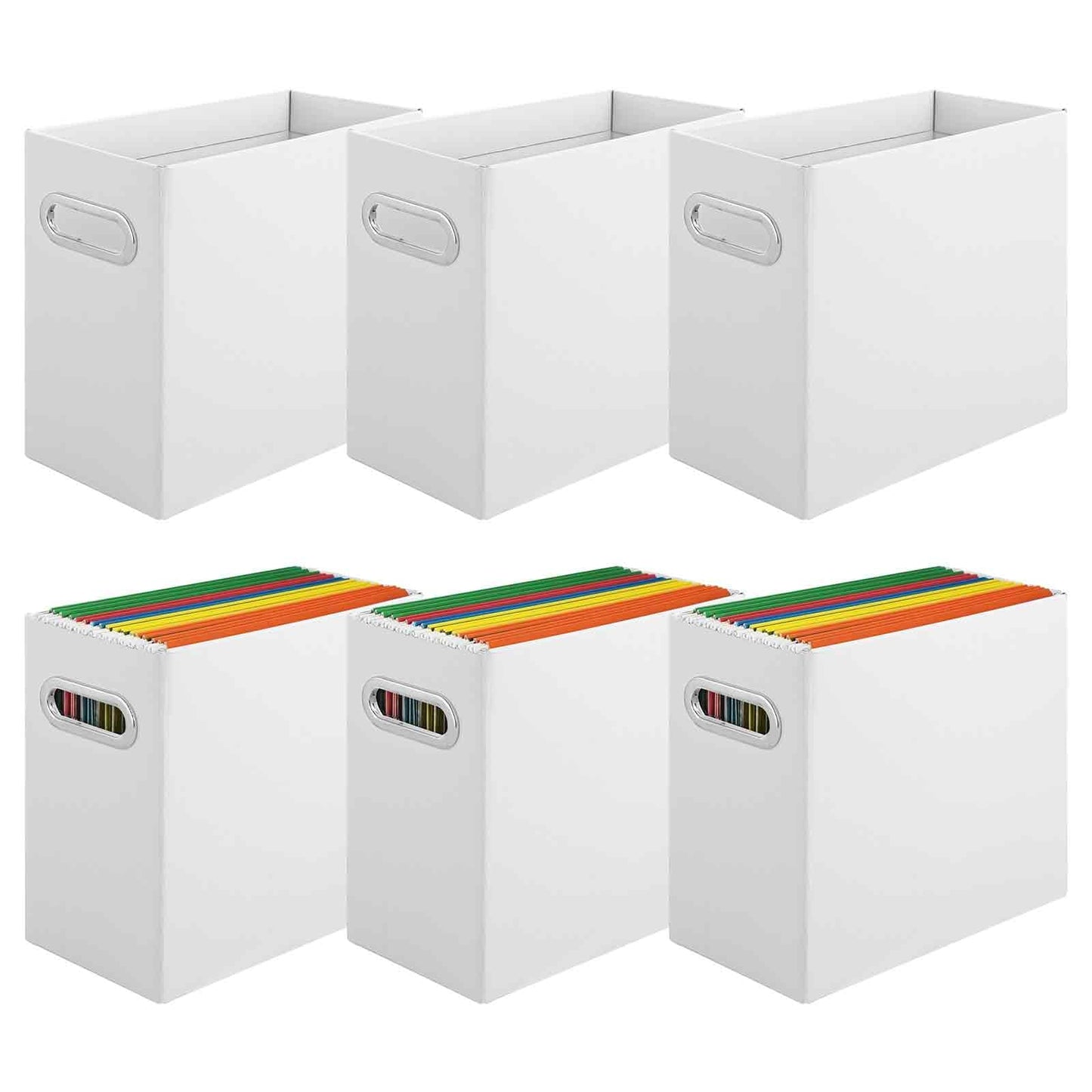 JMIATRY 6PCS Hanging File Organizer for Hanging Folders Letter Size White File Folder Organizer with Handle,Cardboard File Folder Box Document Organizer for Office, Home
