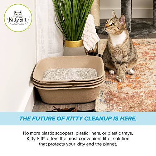 Kitty Sift (Set of 1 Litter Box & 5 Sifting Liners) Sustainable, Clean, Sifting, Disposable Cat Litter Box Kit - Jumbo, 6-Set Kit