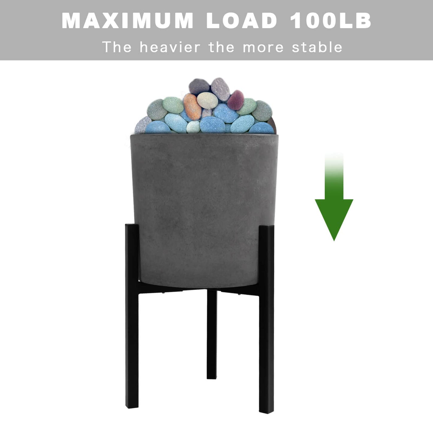 IZIDDO 2 Pack Adjustable Plant Stand, Metal Planter Stands Indoor Outdoor, Mid Century Modern Plant Holder, Fit 8 10 12 inch Pots, Black (Pot & Plant Not Included)