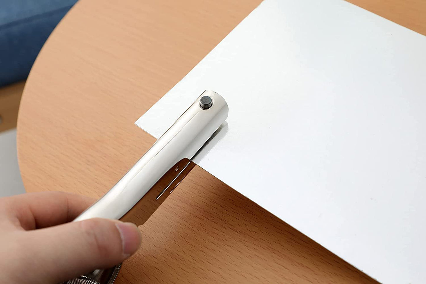 AGUZXTM 10MM Hole Punch,Single Hole Punch,Heavy Duty Hole Puncher Single,Paper Punch Portable Hand Held Long Hole Punch for Paper Cards Plastic Cardboard (3/10''-10MM Hole), Silver
