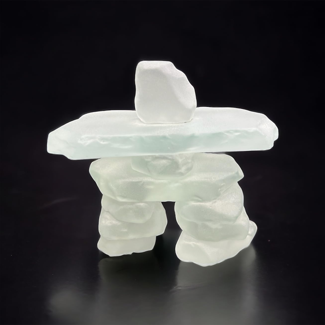 3.5" Frosted Glass Inukshuk