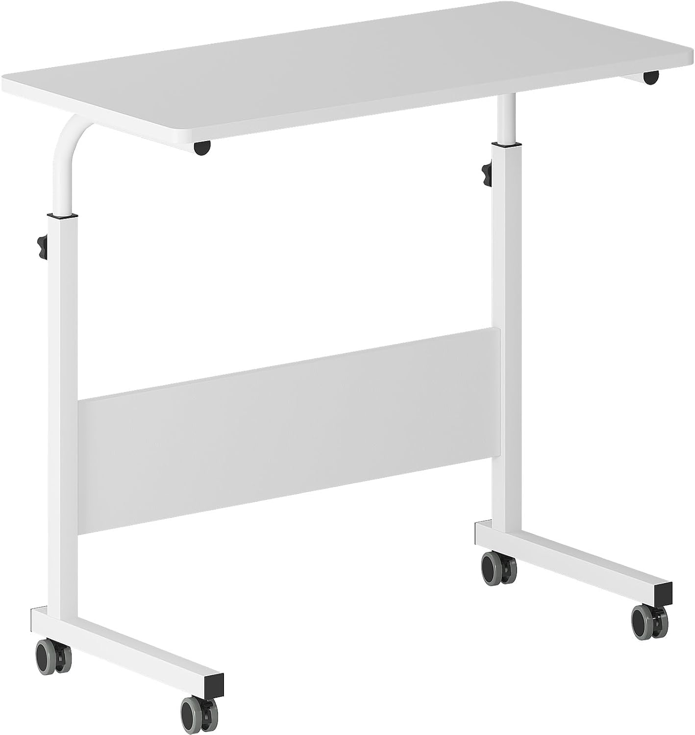 DlandHome Mobile Side Table 23.6 inches on Wheels Adjustable Movable Portable Laptop Computer Stand for Bed Sofa,White,10CZZS05-1-60WT-DCA