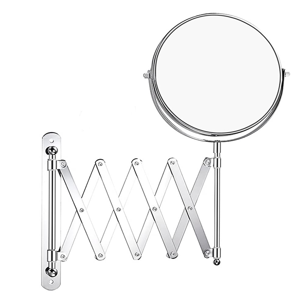 8" Wall Mounted Makeup Mirror 5x/7x/10x Wall Makeup Vanity Mirror Double Sided Magnifying Makeup Mirror,with Scissor Bracket,Adjustable 360 Degree,Chrome Bathroom Shaving Mirror