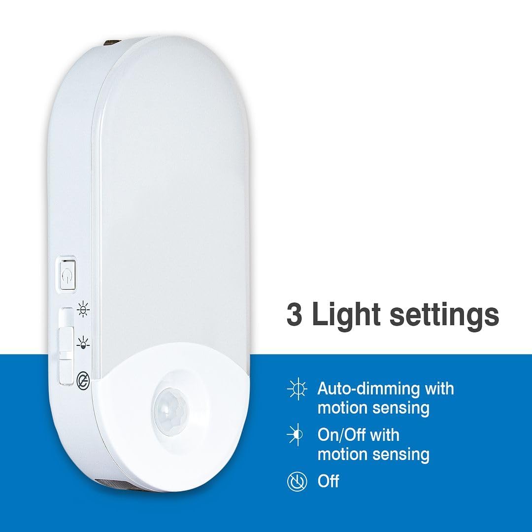 Camelion 3-Pack 4-in-1 Plug-in Power Failure Night Light, Motion and Light Sensor, Rechargeable Emergency Flashlight, Power Outage Light, Great for Emergency Preparedness, Hurricanes and Survival Kits