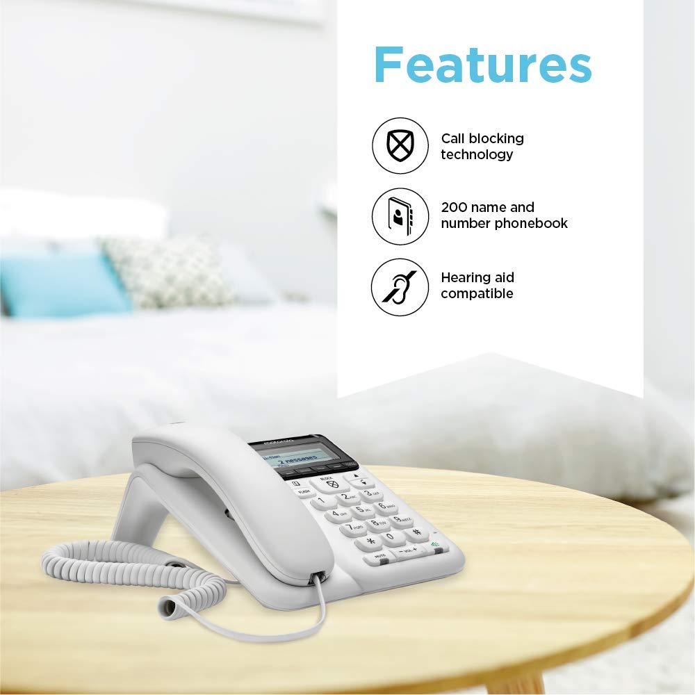 Motorola CT610 Corded Telephone with Answering Machine and Advanced Call Blocking