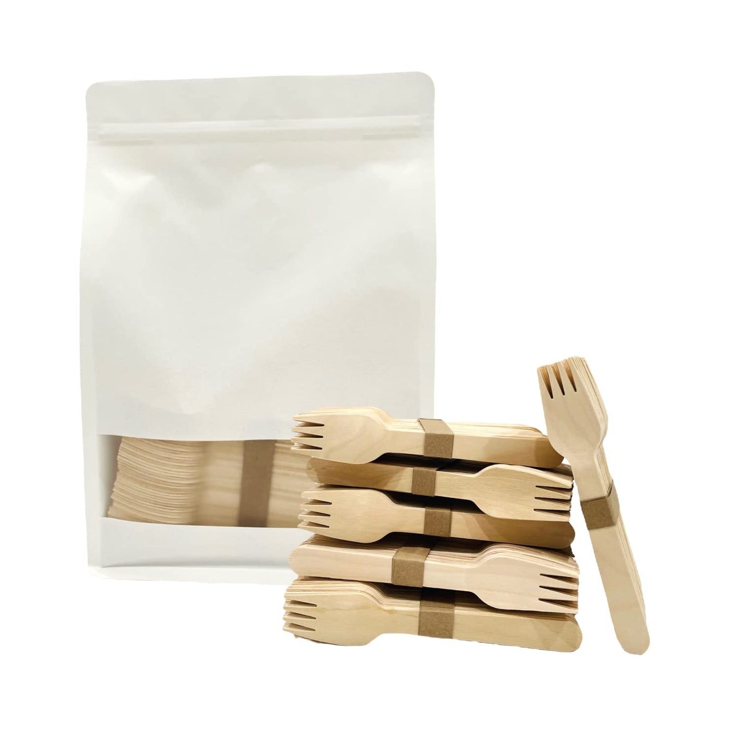 [320 Pack] Disposable Wooden Forks | 6.3" Length, Biodegradable Forks, Compostable Utensils, Eco-Friendly Wood Cutlery by EnvoWise | Alternative to Single Use Plastic Disposable Forks