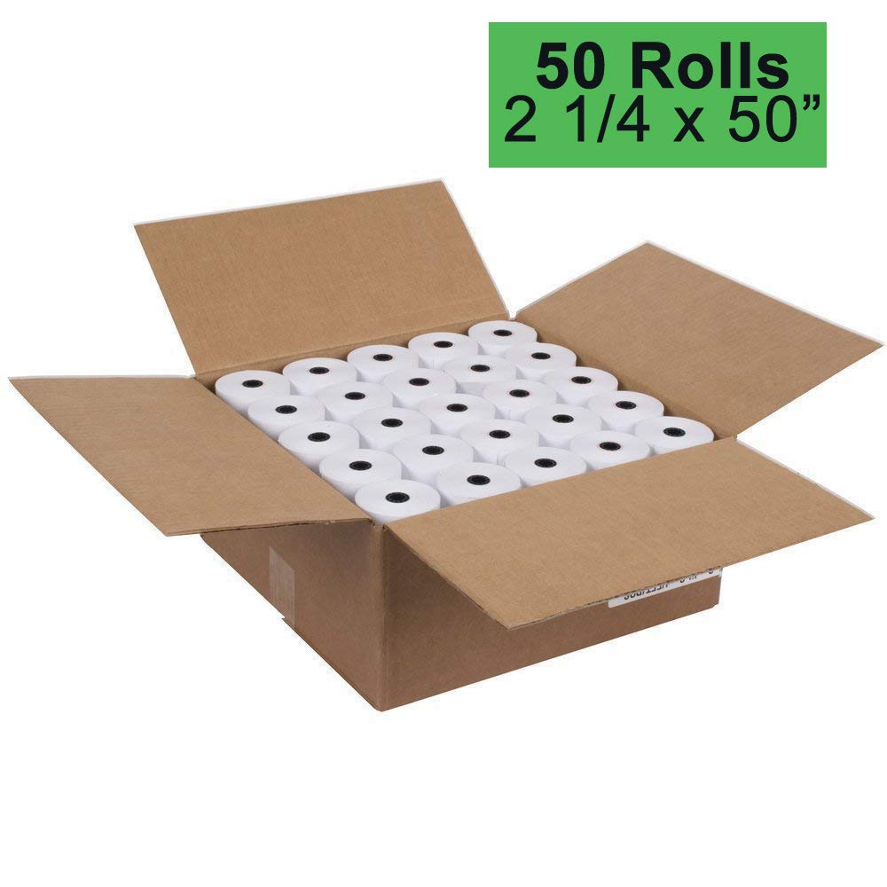 2 1/4 Thermal Paper 50 Rolls for Credit Card Machine POS Register Receipt Paper Roll (2 1/4" x 50')