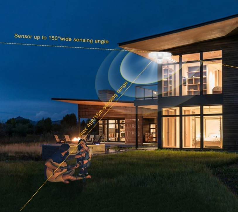 MW LED Motion Sensor Outdoor Flood Light, 40W Ultra Bright 4500LM, 5000K Waterproof LED 3-Head Security Light, Dusk to Dawn Mode, cETL Certified