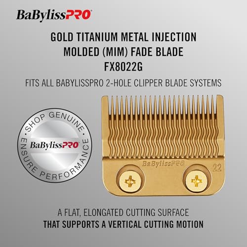BaBylissPRO Barberology Blue Titanium Precision Replacement Fade Blade MIM Process, 22 Tooth Metal Injection Molded Fade Clipper Blade