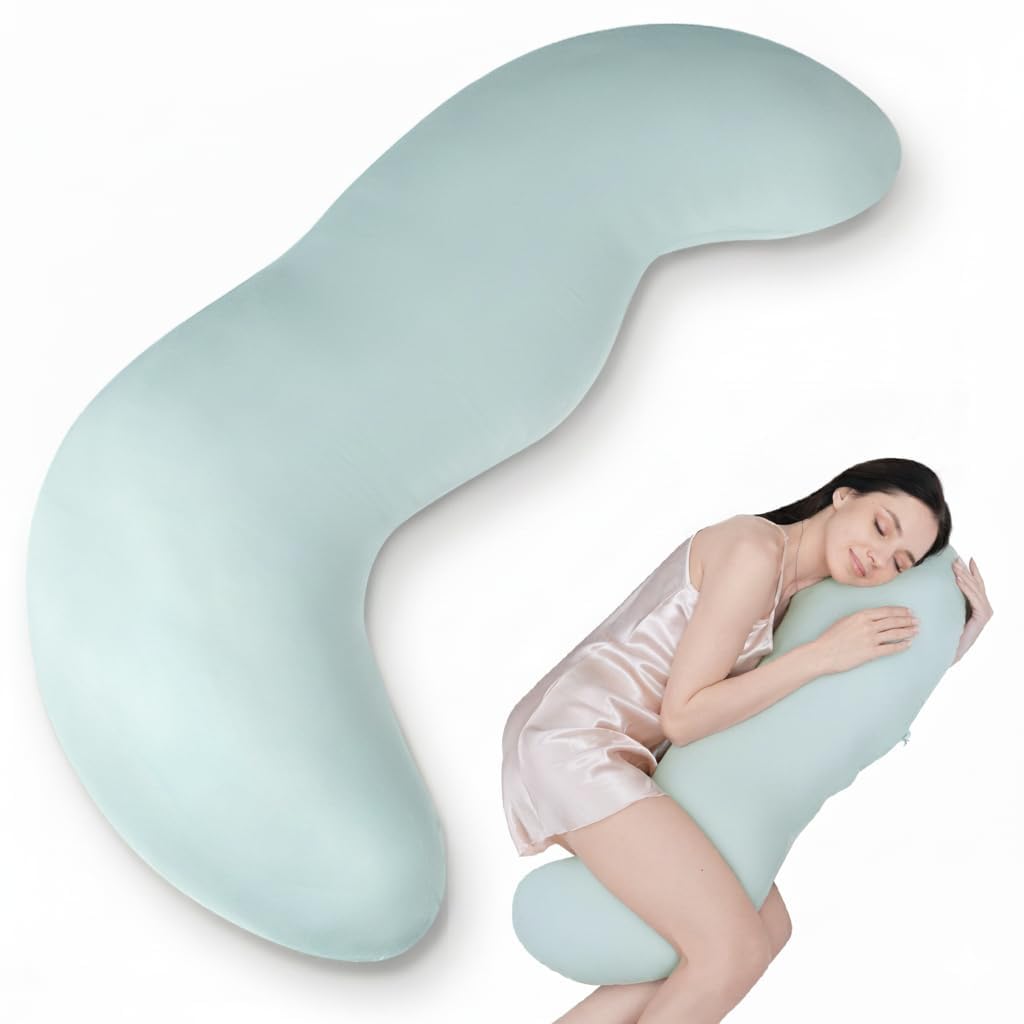 AISLEEP Body Pillow for Adults, Full Body Pillow for Side Sleepers, Long Bed Pillow, Memory Foam Firm Pillow, Pea Pod Shape Long Pillow for Pregnancy Sleeping Full Body Support