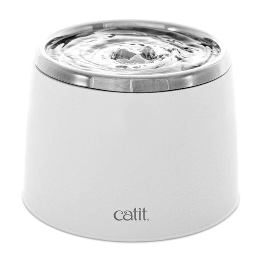 Catit Stainless Steel Top Cat Water Fountain 2 L White, Modern Cat Fountain, Triple Filtration, Fontaine Pour Chat, Pet Water Fountains, Perfect for Indoor Cats