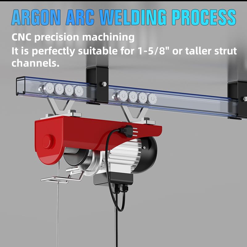 SKTREX 6 Wheel Hoist Trolley with Rollers - Strut Trolley Assembly for Electric Hoist - Fits 1-5/8" Wide and Taller Strut Channel - High Strength and Silent Operation (8 Wheel Trolley Pack of 2)